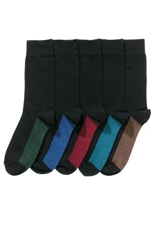Black Footbed Socks Five Pack